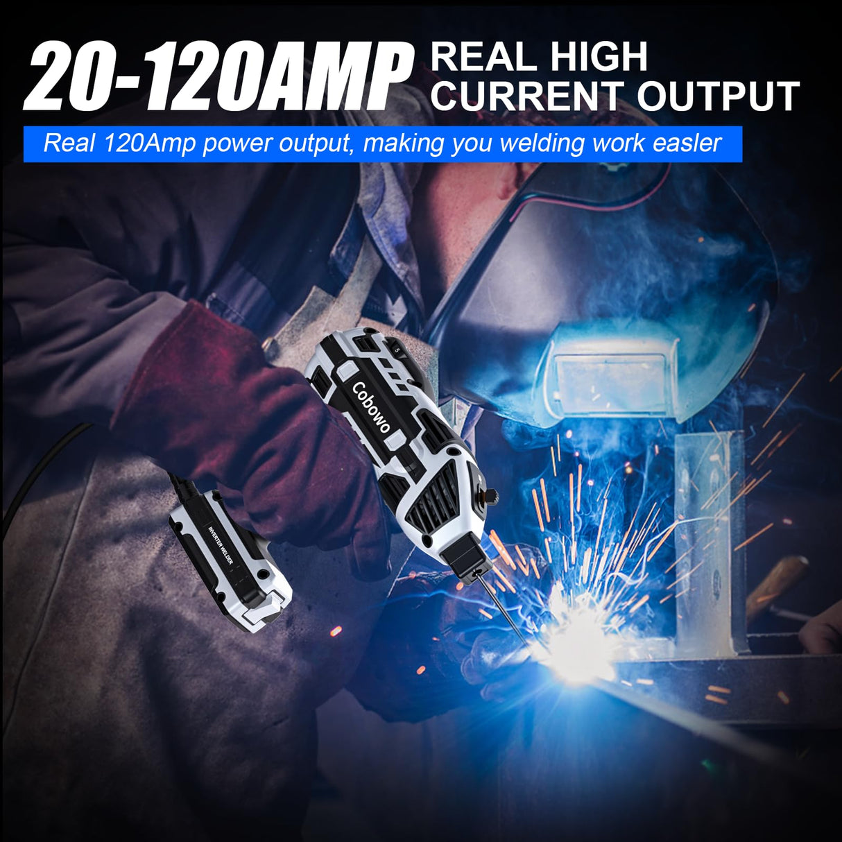 Portable Electric Welding Machine, Upgraded 110V ARC Welder, 20-120A, IGBT Inverter, 6 Variable Currents, Welding Tool for 3/32"-1/8" Rod. Perfect Gift for DIY, Repairs, Metal Fabrication, Automotive Cobowo