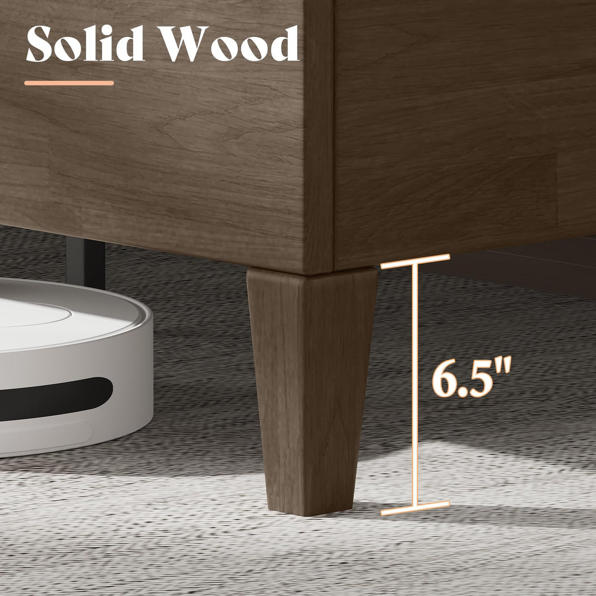 AMERLIFE King Size Solid Wood Bed Frame with Tall Tufted Headboard, Mid-Century Style, No Box Spring Required, Easy Assembly, Ash Gray AMERLIFE