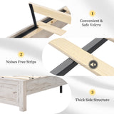 LUXOAK Farmhouse Full Bed Frame with 49" Tall Headboard, Wooden Platform Bed with Hidden Metal Bed Frame, No Box Spring Needed/Noise Free, Distressed White LUXOAK