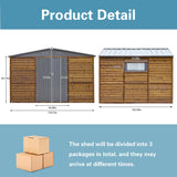 Endark 8x10FT Outdoor Storage Shed with Window, Lockable Sliding Doors & Metal Sloped Roof, Waterproof & Rust-Resistant for Garden, Backyard, Patio, Lawn, for Backyard Tools Storage Endark