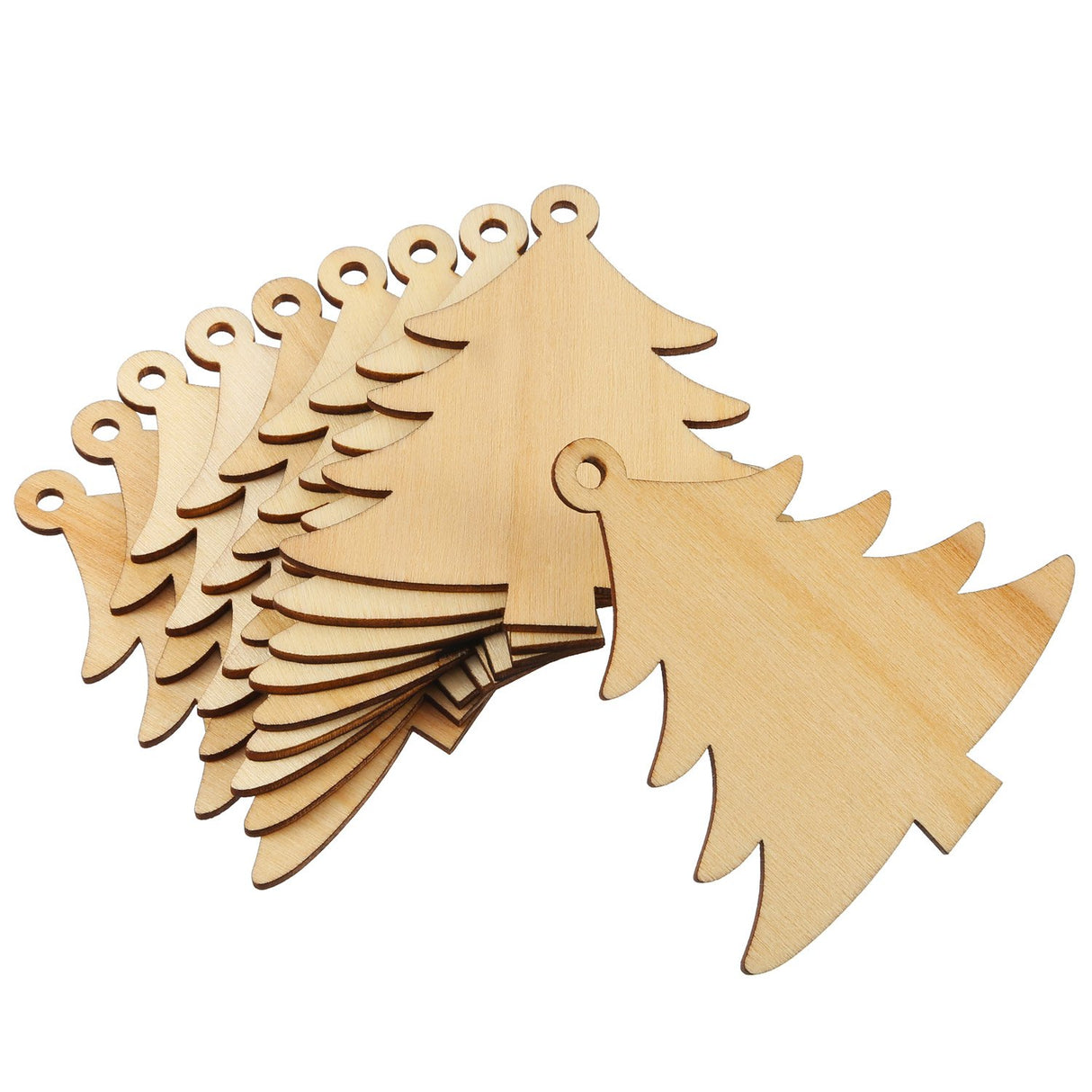 Pangda 20 Packs Wooden Christmas Tree Cutouts Embellishments Hanging Ornaments with 20 Packs Strings for Wedding, Craft, Christmas Decoration Pangda