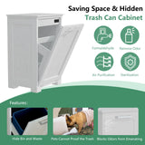 YGIPT Wooden Tilt Out Trash Cabinet, Hidden Trash Can Cabinet 10-Gallon Garbage Cabinet for Kitchen, Living Room & Bathroom White Finish YGIPT