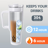 D·S 4 Pack Sublimation Tumblers 40 OZ with Handle Blank Insulated Large Tumbler Bulk, Coffee Travel Cups Stainless Steel Travel Mug for Diy Craft Heat Press Print D·S