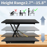 STANDNEE 32in Desk Riser for Standing or Sitting, Standing Desk Converter, Height Adjustable Sit Stand Desk Converter, Fully Assembled Monitor Laptop Riser Workstation for Home Office, Black STANDNEE