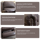 IOMOR Push Back Recliner Chair Faux Leather Lounge Armchair with Rivet Decoration Wingback Single Sofa Chair with Padded Seat Solid Wood Legs for Living Room, Comfy Upholstered, Dark Grey IOMOR
