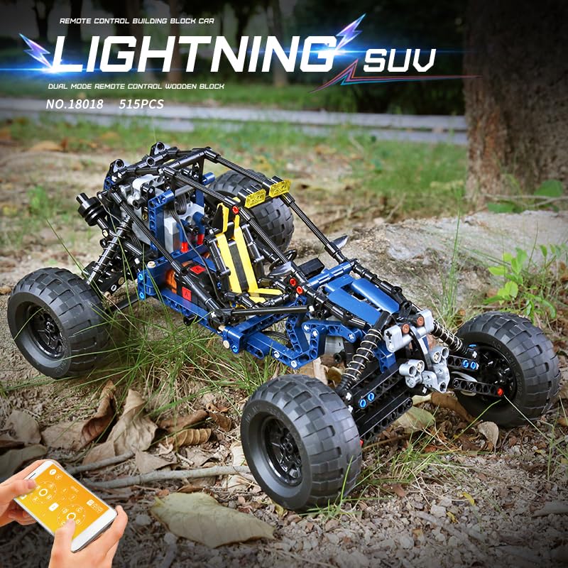 Mould King RC Off-Road Building Car Toys, 515 Pieces Building Blocks Lightning Climbing Car Model with Motors (Remote Control and APP Control), Intelligent Building Kits for Boys Mould King