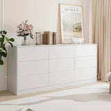 Bobve 70.9” Dresser for Bedroom with 9 Drawers, Large Modern Chest of Drawers with Deep Drawers, Wide Double Dresser Handle Free, Storage Organizer for Bedroom, Living Room, Hallway (White) Bobve