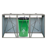 Outdoor Trash Can Storage, Storage Shed for 3 Trash cans and Tools,Waterproof Garbage Bin shed,Metal Trash Can Storage Shed Outdoor for Garden Yard(Light Grey-3 Doors) IMagacFun
