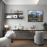 Shouruihua Diamond Art Kit Mountain Scene, Diamond Painting Kits for Adults Cabin Mountains Water, DIY Full Round Drill Diamond Dots with Forest Landscape Gem Arts for Home Wall Decor 16x12 inch Shouruihua