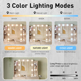 Vabches Vanity Desk with Mirror and Lights,Makeup Vanity Table with Charging Station,2 Drawer Bedroom Dressing Table with 3 Colors Modes Dimming & Cushioned Stool,Natural Oak Vabches