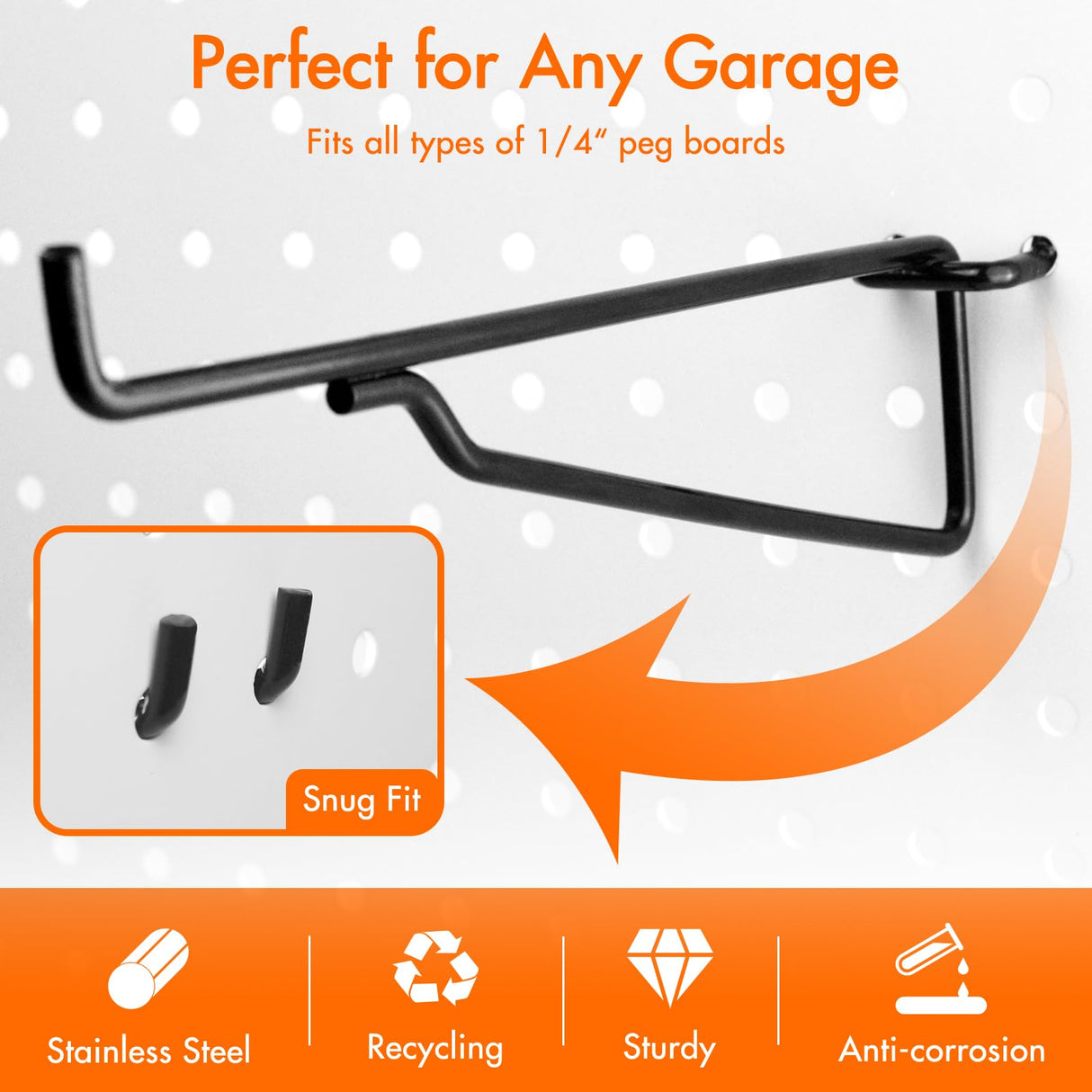 2 Pack Pegboard Shelves with Brackets, Peg Shelf Board with Hooks Fits 1/8" 1/4" Pegs Slots, Peg Board Organizer Accessories Various Tools Storage Arrange System for Garage Craft Workshop Workbench G.CORE