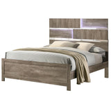 Kings Brand Furniture Dawson Modern 6-Piece Queen Size Farmhouse Style Bedroom Set in Light Brown Finish - Bed with LED Lights, Dresser, Mirror, Chest & 2 Nightstands Kings Brand Furniture