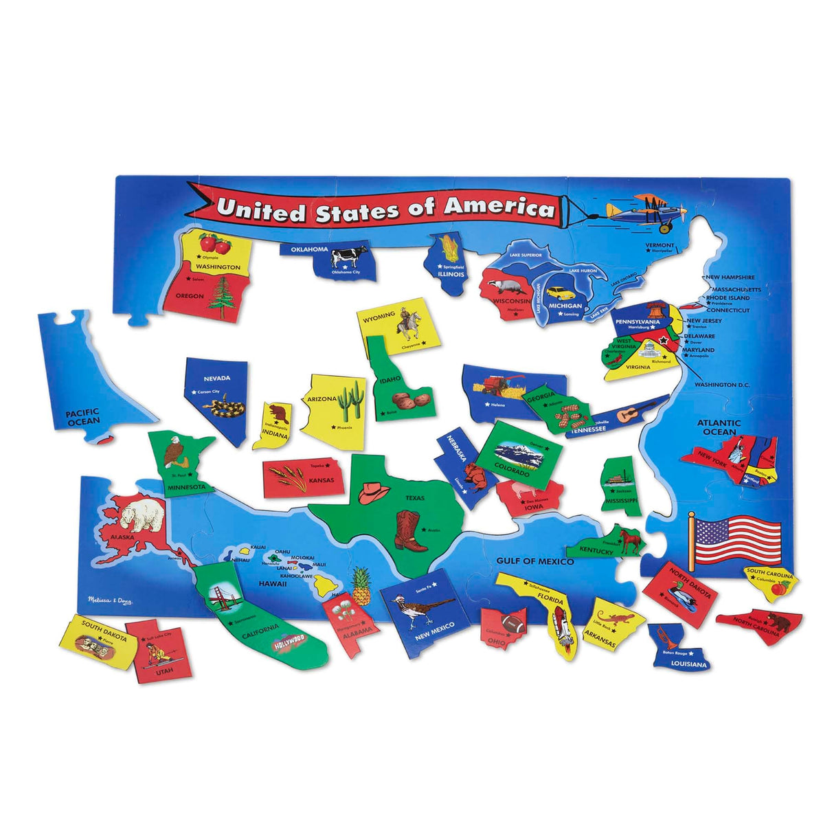 Melissa & Doug USA Map Floor Puzzle - 51 Pieces (2 x 3 feet) - FSC Certified Melissa & Doug