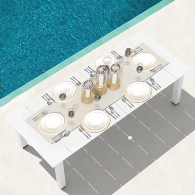 LOUNZY 75.2" HDPE Rectangle Outdoor Dining Table for 8, Oversized Patio Dining Table w/ 2" Umbrella Hole,White