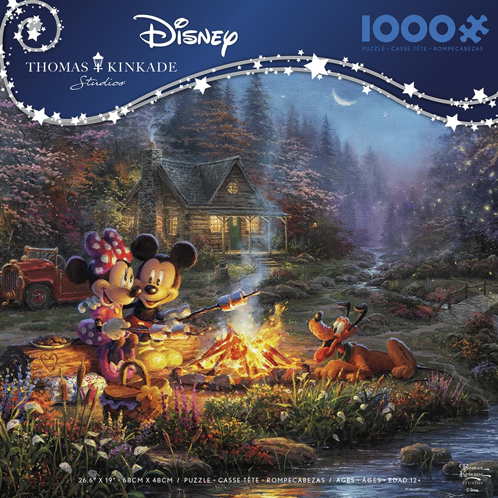 Ceaco - Disney - Thomas Kinkade - Mickey & Minnie Sweetheart Campfire - 1000 Piece Jigsaw Puzzle Ceaco