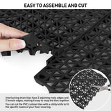 MAXWAVE 18 Pack 12" x 12" Modular Interlocking Floor Mats, Soft PVC Non-Slip Drainage Tiles, Splicing Rubber Cushion Flooring for Deck, Shower, Pool, Basement, Shed, Indoor and Outdoor Use MAXWAVE