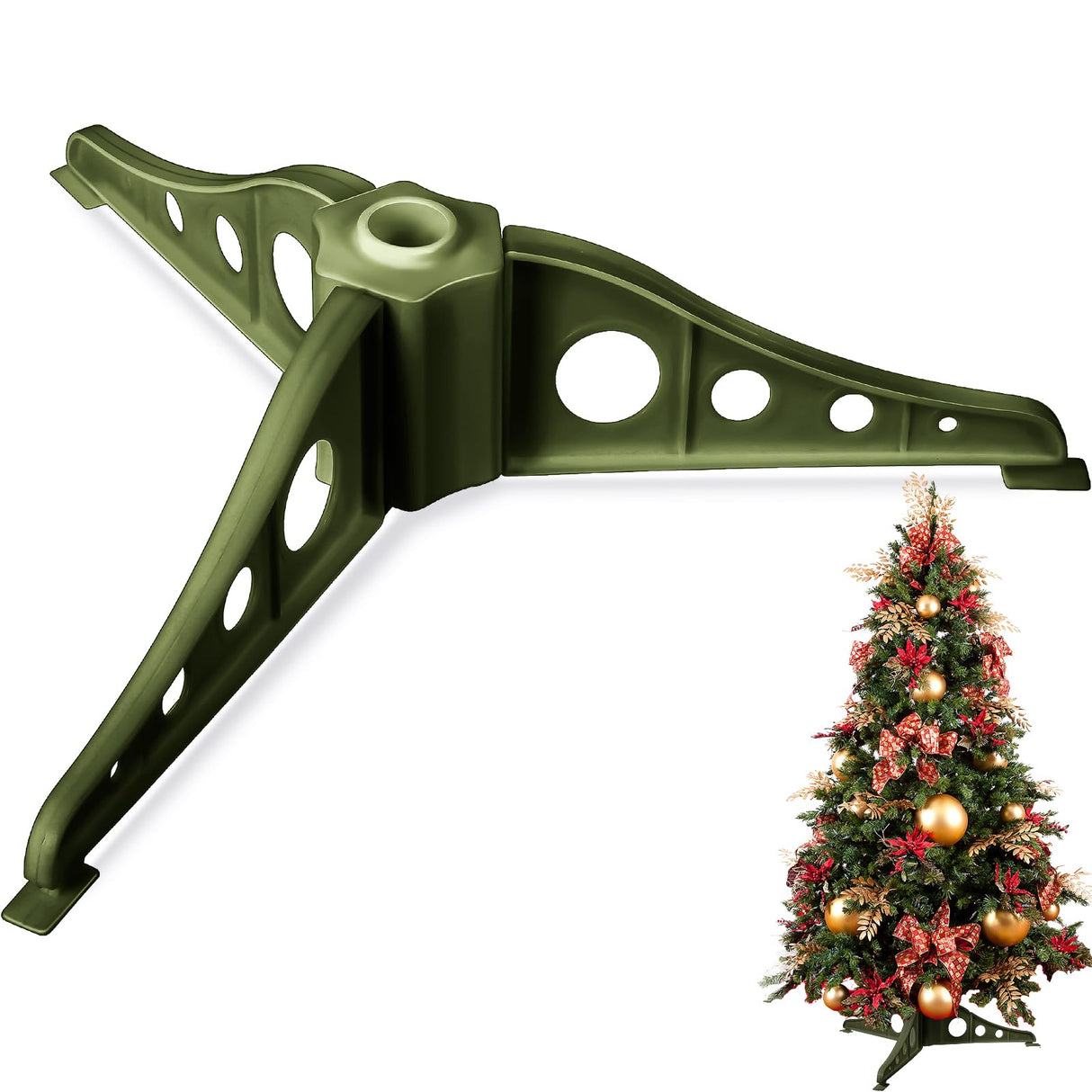 Pangda Christmas Tree Stand Plastic Christmas Tree Legs Replacement Artificial Xmas Tree Base Artificial Tree Replacement Stand Plastic Base Stand Holder for Xmas Trees 0.75 in Diameter (Green) Pangda
