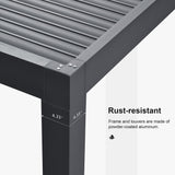 PURPLE LEAF LED Louvered Pergola 11'x 14' Full Aluminum Frame and Adjustable Roof Integrated Strip Lights for Outdoor Deck Garden Patio Gray Hardtop Gazebo Pergola PURPLE LEAF