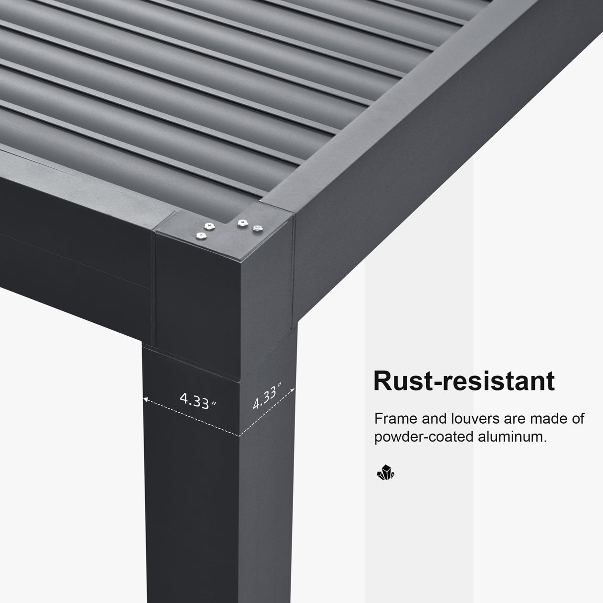 PURPLE LEAF Louvered Pergola 12' x 16' Outdoor Aluminum Pergola with Adjustable Roof for Deck Backyard Garden Grey Hardtop Gazebo PURPLE LEAF