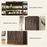 Hlivelood Farmhouse Kitchen Pantry Cabinet, 71" Tall Storage Cabinet with Adjustable Shelves & 4 Barn Doors & Drawer, Rustic Wood Cupboard for Kitchen, Dining Room, Living Room, Brown Hlivelood