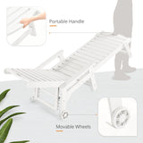 LUE BONA Outdoor Chaise Lounge Chairs Set of 2, HDPS Material, 3-Year Warranty, Patio Lounge Chair with Adjustable Backrest, Resin Pool Lounge Chairs with Wheels for Outside, Poolside, Beach, White LUE BONA