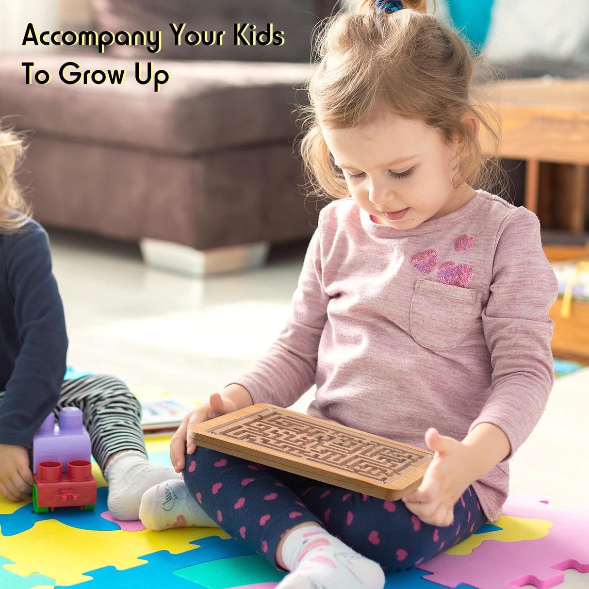 Syhood 2 Pack Wooden Labyrinth Game Marble Maze with Steel Marble, Brain Puzzle Logic Toy Rectangular Challenging Labyrinth Board Game for Education and Fun Adults, Teenagers, Boys and Girls Syhood