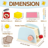 Airlab Wooden Pop-up Toaster Toy Play Kitchen Accessories Play Food Bread, Butter, Poached Egg Cutting Pretend Toys for 3 4 5 Year Old Toddlers Boys Girls Airlab