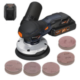 MAXXT Cordlees Random Orbital Sander, Burshless 20V Electric Sander, 7 Variable Speed Palm Sander, 4000-10000RPM, Dust Collector, Portable Sander Tools Kit for Woodworking（Battery Included） MAXXT