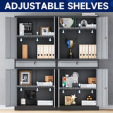 Yizosh Metal Garage Storage Cabinet with Locking Doors and Adjustable Shelves, Tool Storage Cabinet with 1 Drawer - 71" Steel Locking Cabinet for Garage, Warehouse (Gray Black) Yizosh