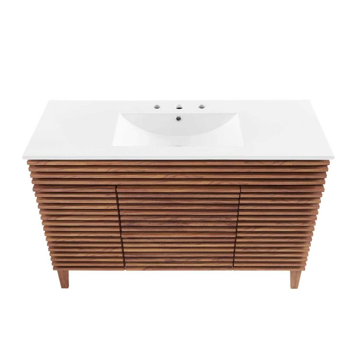 Modway Render Vanity Floor, Single Sink, Walnut White Modway