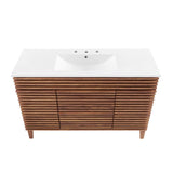 Modway Render Vanity Floor, Single Sink, Walnut White Modway
