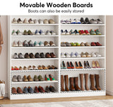 Tribesigns 2PCS Shoe Cabinet, 9 Tiers 40-45 Pairs Heavy Duty Wood Freestanding Shoe Storage Cabinet, 70.8'' Tall Shoe Cabinet with Open Storage for Entryway (White) Tribesigns