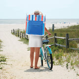 Rio Beach Portable Lay Flat Folding Backpack Beach Lounge Chair with Backpack Straps and Storage Pouch, Blue and Red Rio Brands