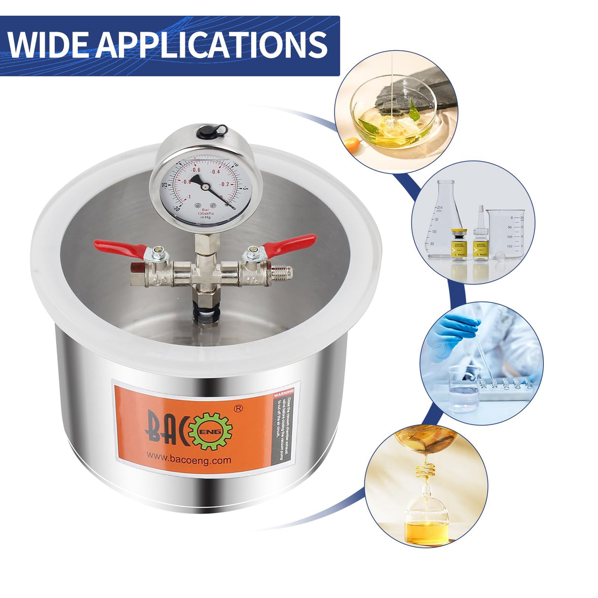 BACOENG 1 1/2 Gallon 3.6 CFM Vacuum Chamber with Pump, Degassing Vacuum Chamber Kit for Resin BACOENG
