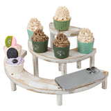 MyGift Wooden Display Stand Riser, 3 Tier Perfume and Cologne Organizer Stand, Cupcake Stand for Dessert, Spice Rack Organizer, Display Shelf for Figure,Perfume,Make up, Collections, 3-Piece Set MyGift