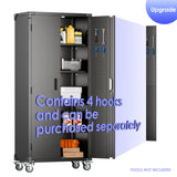 Aobabo 72" H Metal Storage Cabinet with Wheels for Garage, Locking Metal Storage Cabinet with 4 Shelves and 2 Pegboards, Rolling Tool Storage Cabinet on Wheels, Black, Assembly Required Aobabo