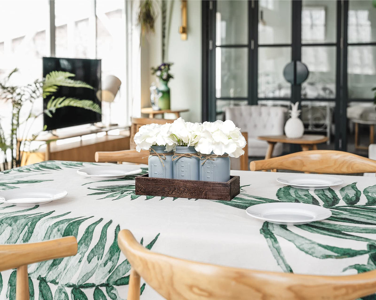 Mkono Mason Jar Centerpiece Decorative Wood Tray with 3 Painted Jars Artificial Flowers Rustic Country Farmhouse Thanksgiving Decoration for Coffee Table Dining Room Living Room Kitchen Mkono