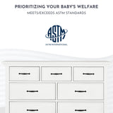 Evolur Belmar Double Dresser in Weathered White, Comes Assembled, Included Anti-Tip Kit, Seven Spacious Drawers, Dresser For Nursery, Bedroom, Wooden Nursery Furniture Evolur