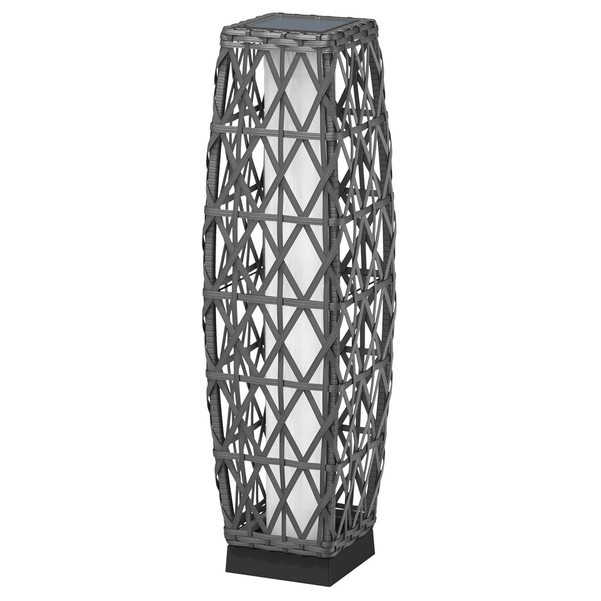 Grand patio Outdoor Solar Powered Wicker Floor Lamp Outdoor Weather-Resistant Deck Light for Garden Porch - Silver Gray, Large Cindy Grand patio