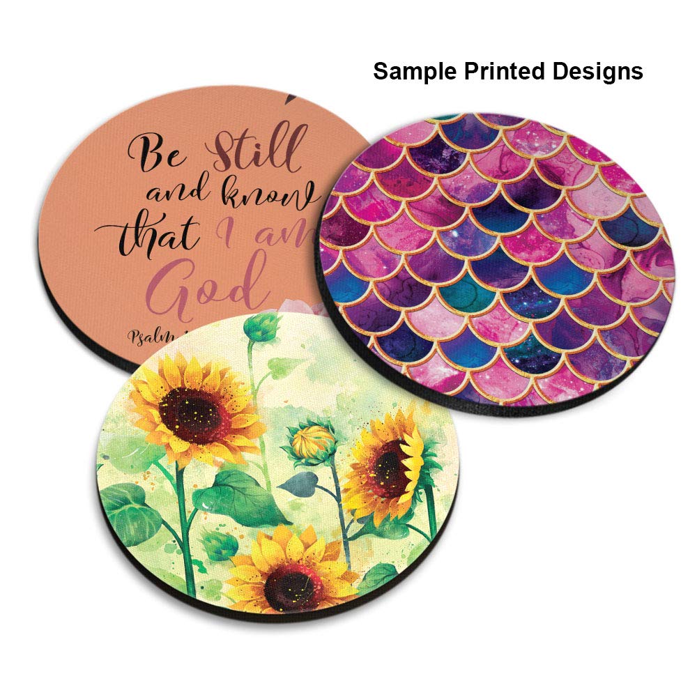 WIRESTER White Absorbent Round Fabric Felt Neoprene Sublimation Blank Car Coasters for Drinks (2.87 inches), 10 pcs Set WIRESTER