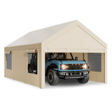 Walsunny Carport, 12x20 ft Heavy Duty Carport Canopy with Roll-up Windows, Portable Garage with Removable Sidewalls & Doors, Car Canopy with All-Season Tarp for Car, Truck, Boat Walsunny