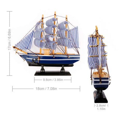 Dedoot Sailboat Model Decor, Wooden Sailing Boat Nautical Decor 7"x8" Model Ship for Ocean Theme Party and Room Decoration, Photo Props dedoot