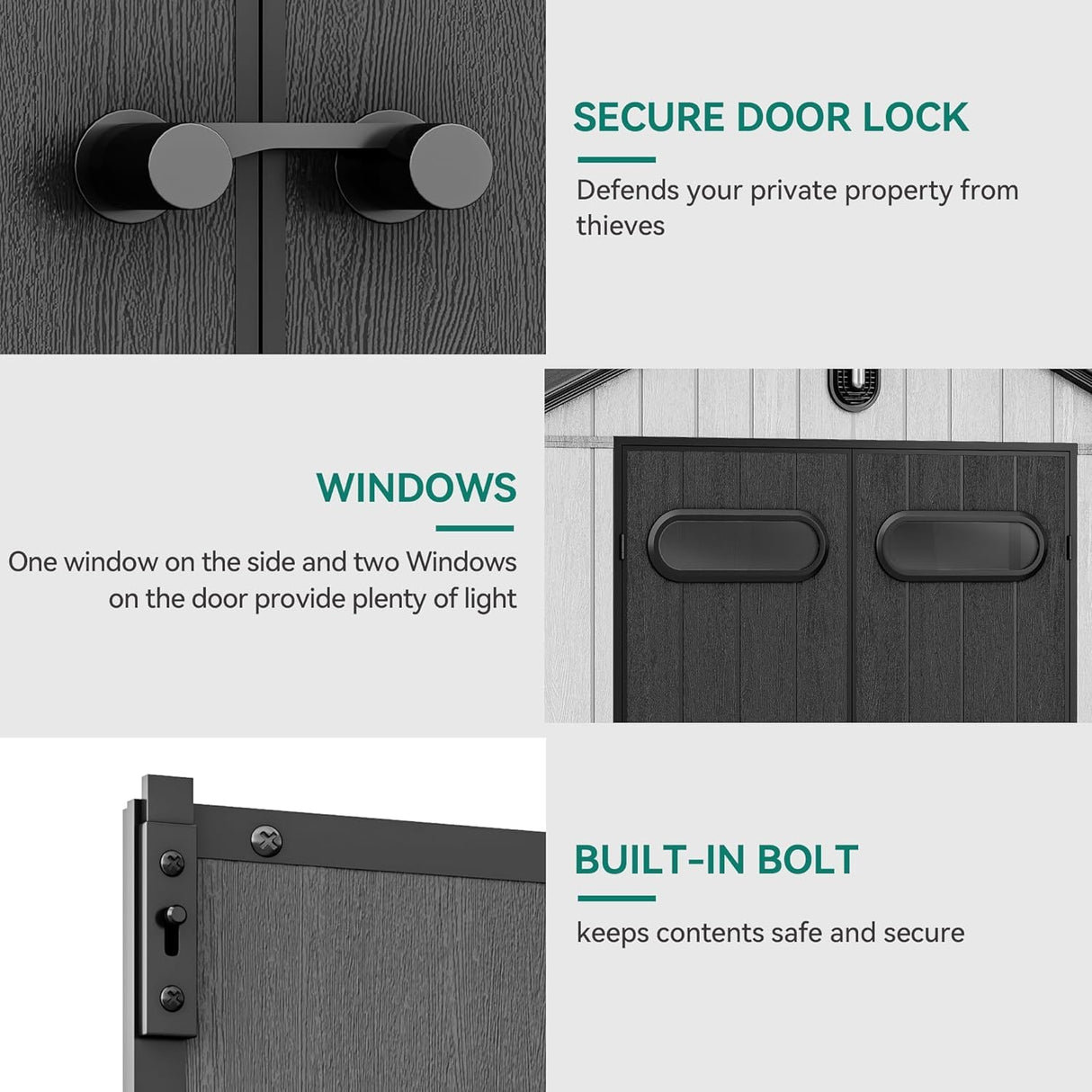 YITAHOME 8x8ft Outdoor Plastic Storage Shed with Floor, 427 cuft Waterproof Garden Shed with Lockable Door, Windows & Vents, Plastic Tool Storage for Patio Furniture, Lawn Mower, Bike Storage, Gray YITAHOME