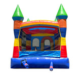 Inflatable Bounce House with Slide for Kids (Without Blower) - 18 x 12 x 14.5 Foot Rainbow Smiley Face Backyard Inflatable Bouncy House - Built-in Bladder Water Misting System Pogo Bounce House