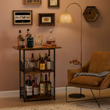 Eyteenokk Floor Standing Freestanding Whiskey Rack: 3 Tier Wine Rack Mini Bar Table Corner Wine Bottle Display Stand Liquor Cabinet Bar, for Bottles,Cocktail Shaker,Mugs Eyteenokk
