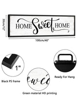Home Sweet Home Wall Decor: Modern Farmhouse Rustic Sign 12" x 40", Master Bedroom Above Bed Framed Hanging Plaque, Family Decorative for Living Room HLJ ART