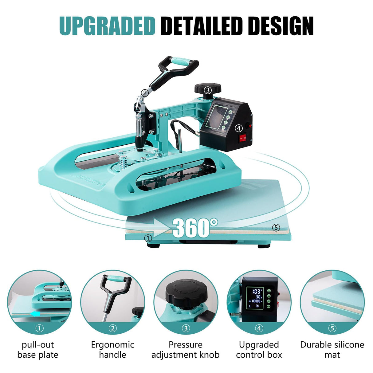 SmarketBuy Heat Press 15x15 Inch, 8 in 1 Heat Press Machine with 30 OZ Tumbler Attachment, Professional Sublimation Machine for T-Shirts, Hats, Tumblers Glass Cans Mugs and Plates SmarketBuy