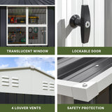 VIWAT 10X12 FT Outdoor Storage Shed, Metal Garden Shed with Updated Lockable Doors and Frame Structure, Large Tool Sheds for Backyard Garden Patio Lawn,Black VIWAT