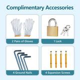 LINKHOO 4 x 10 FT Metal Outdoor Storage Shed with Windows and Foundation, Lean to Storage Sheds w/Lockable Door & Air Vents, All Weather Waterproof Garden Tool House for Backyard, Patio, Lawn, Gray LINKHOO