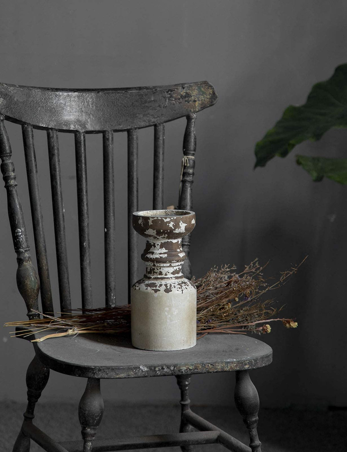 Rustic Candle Holder for Pillar Candle, White Distressed Farmhouse Wooden Pillar Candle Holders, Antique Candlestick Holder for Dining Table Centerpieces,Coffee Table Decor (4.5" x 4.5" x 9") SOFE
